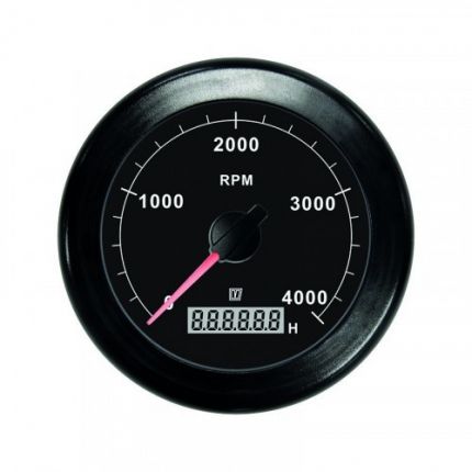 Cuenta-revoluciones/horas negro, 12/24 V, (0-4000 RPM), agujero Ø 100 mm