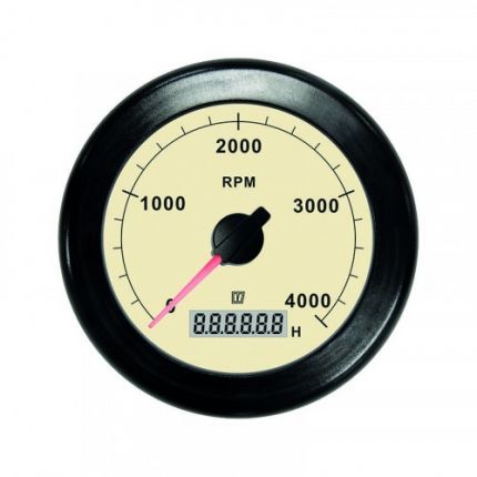 Cuenta-revoluciones/horas beige, 12/24 V, (0-4000 RPM), agujero Ø 100 mm